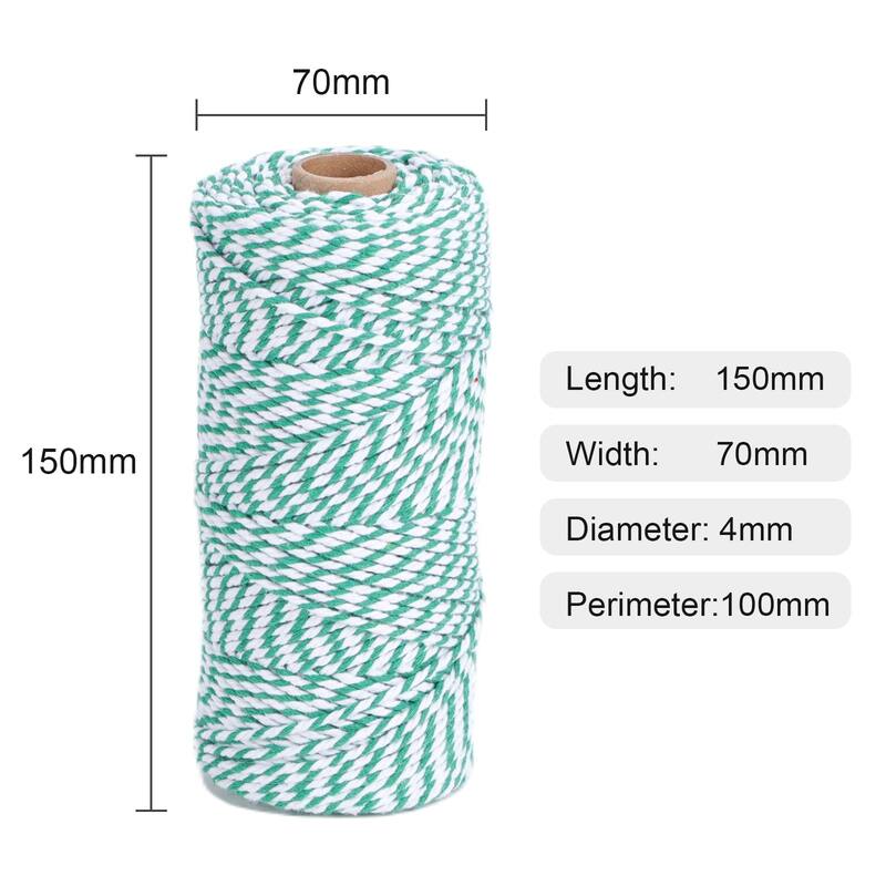 VECELO Green and White Garden Twine Strong Hemp Rope for Gardening Plant Tie Floristry Crafts Gift Wrapping Packing Decor
