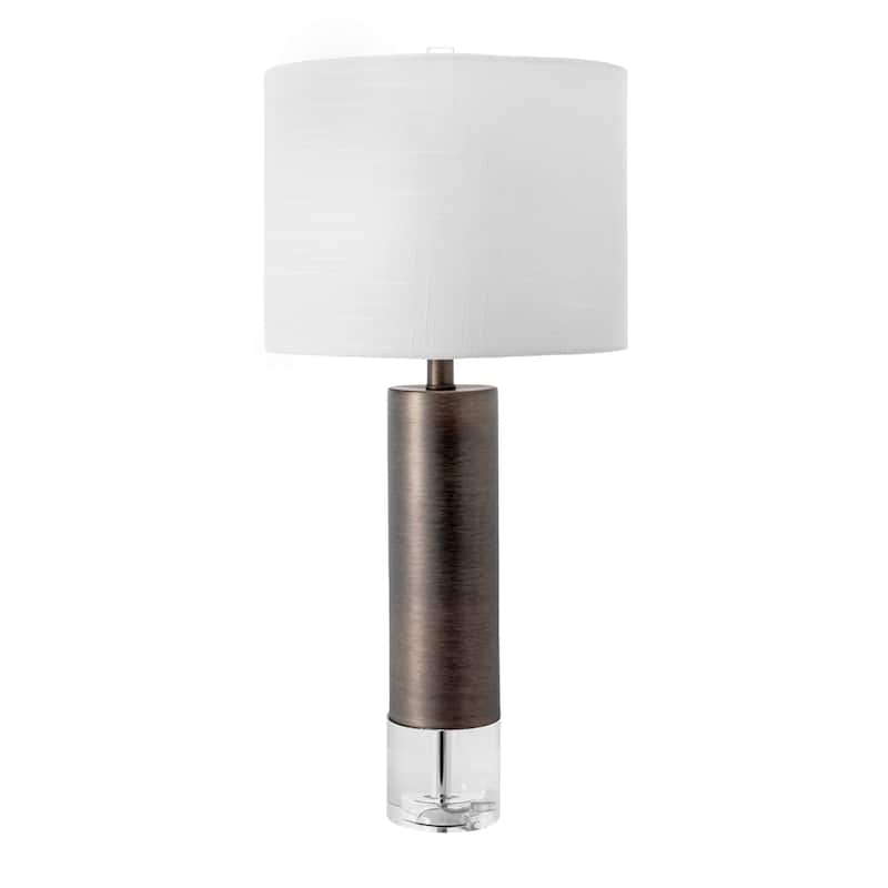 Nuloom 28" Frank Modern Metal Linen Shade Table Lamp - 13"W x 13"D x 28"H