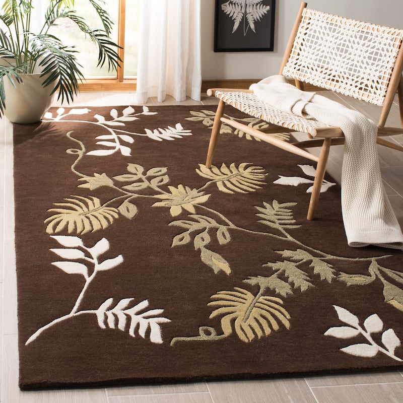 SAFAVIEH, Handmade Soho Kelsi Twigs N.Z. Wool Rug - 3'6" x 5'6" - Brown