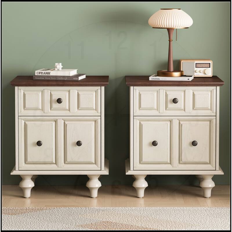 20.47"Vintage Nightstand with 2 Drawers(Set of 2)