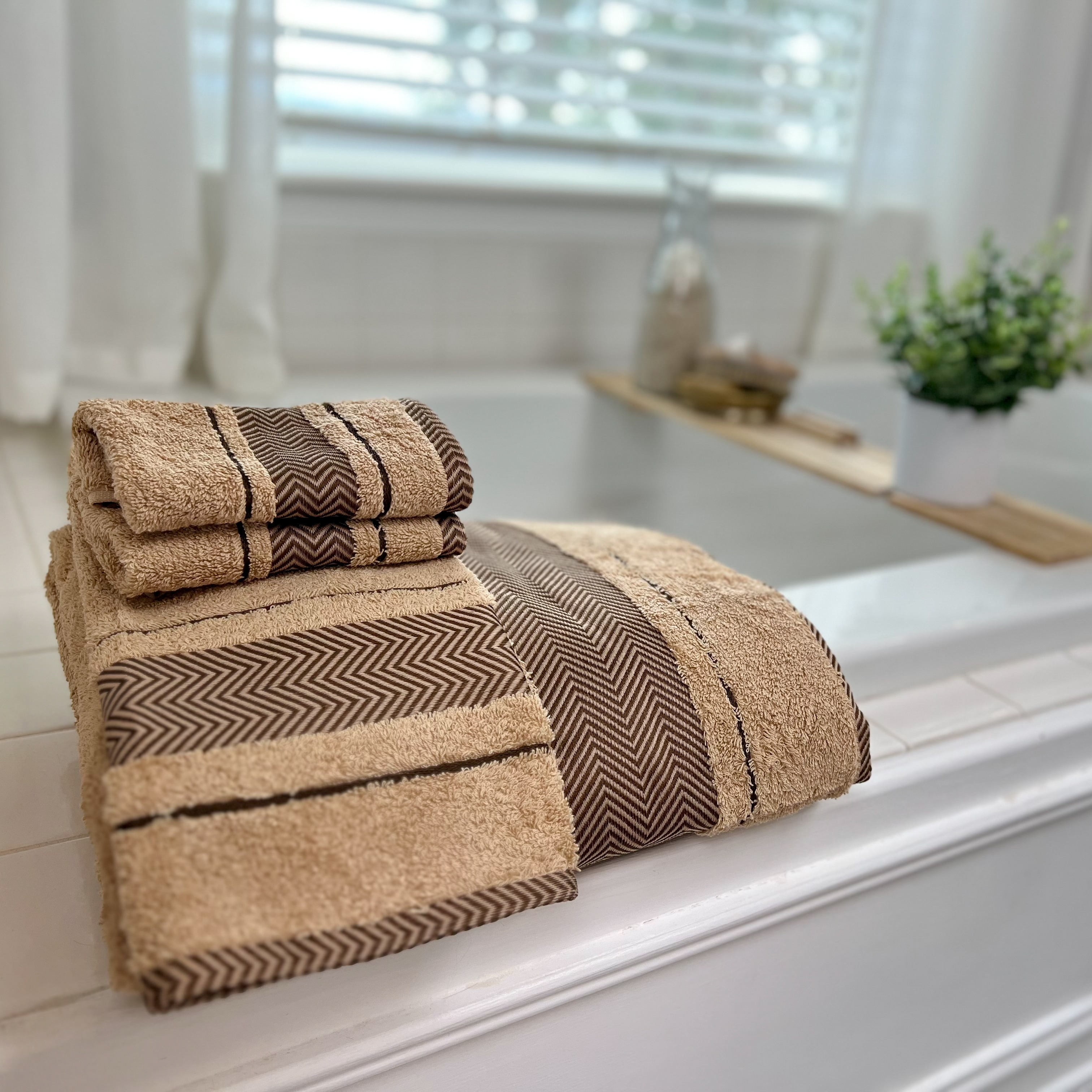 KAFTHAN Textile Fishbone Turkish Cotton Bath Towels (Set of 4),  59Lx35Wx0.5H - Foods Co.