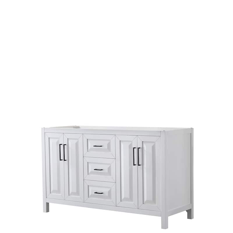 Daria 60-inch Double Vanity, No Top, No Mirror - White, Black Trim, No Top