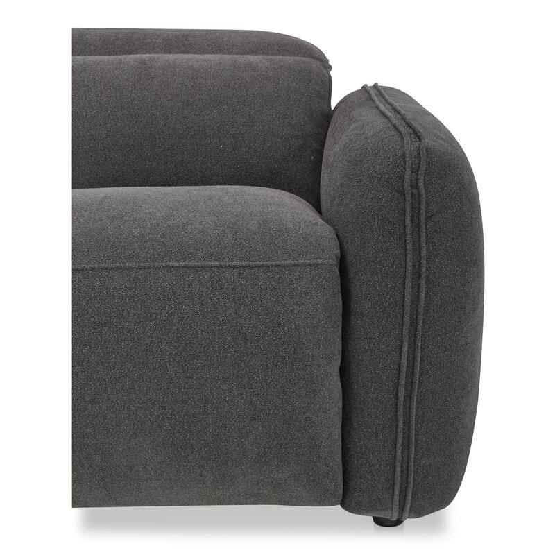 NADAAL STUDIOS Yarrow, Power Recliner Sofa Solid Wood Frame with Upholstery Fabric, Charcoal Grey - Seats 3