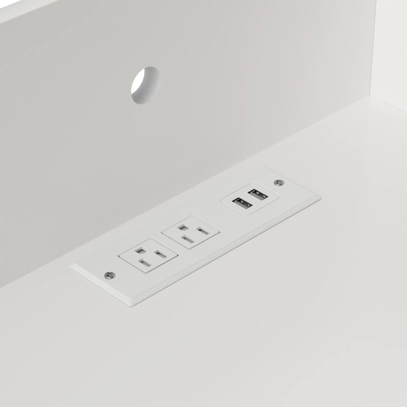 LED Lights Nightstand with Charging Station, Smart Wooden Nightstand, Storage Cabinet with Sliding Top & 3 Drawers