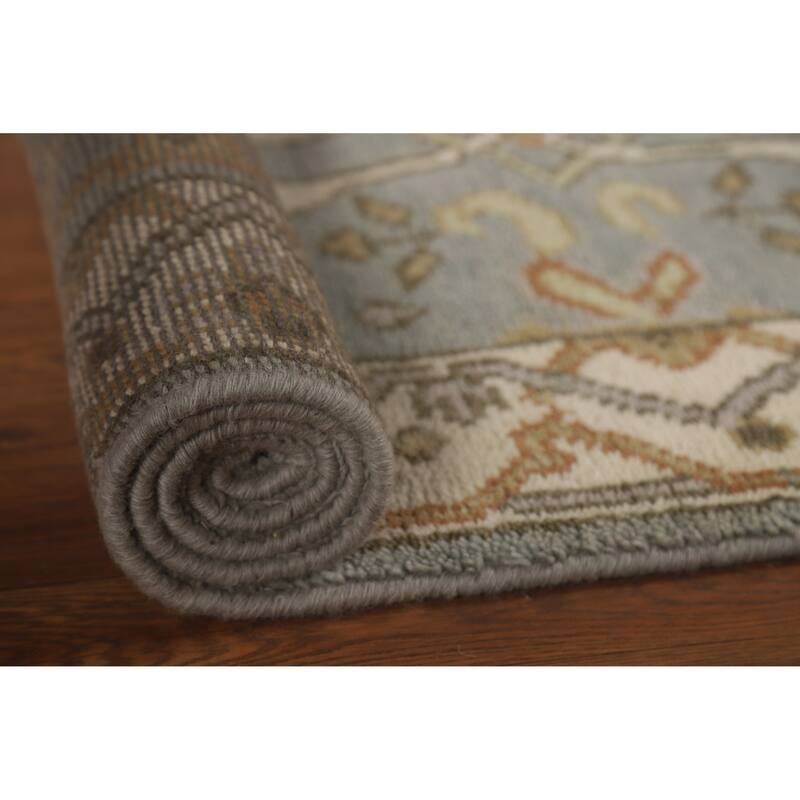 Floral Oushak Oriental Runner Rug Hand-Knotted Wool Carpet - 2'8"x 9'11"