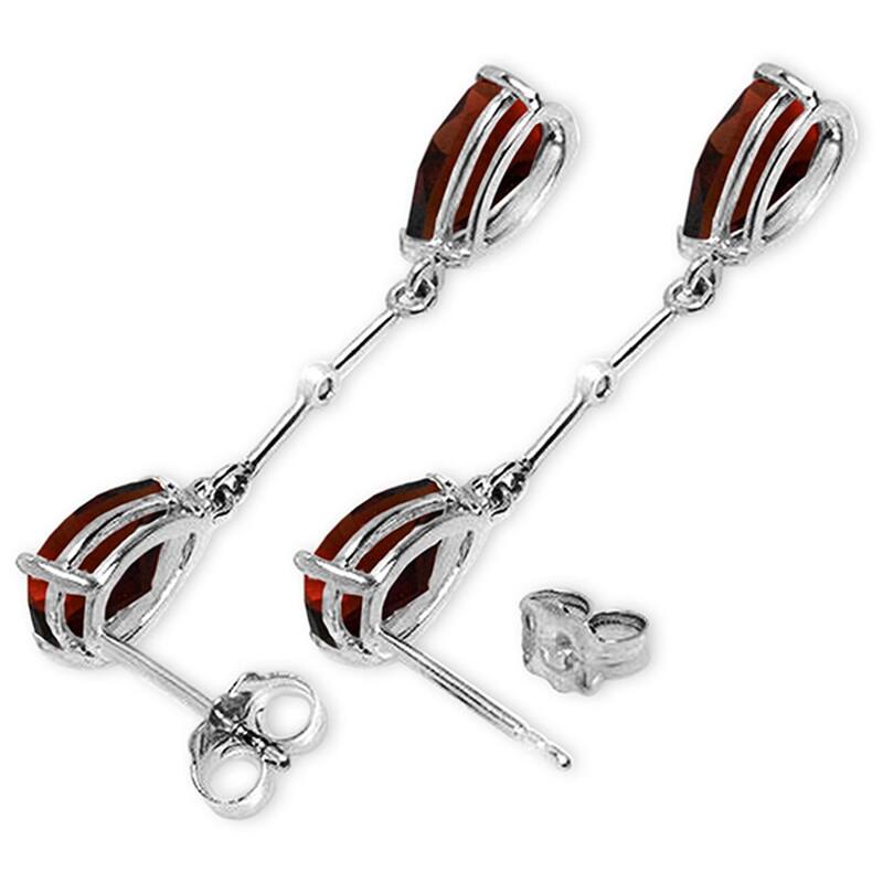14K White Gold Diamonds & Garnets Dangling Gemstone Earrings
