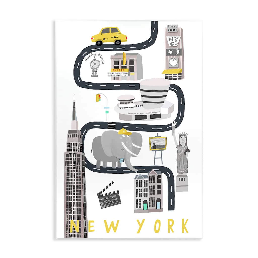 Stupell New York Whimsical Travel City Wall Plaque Art Design By Carla Daly