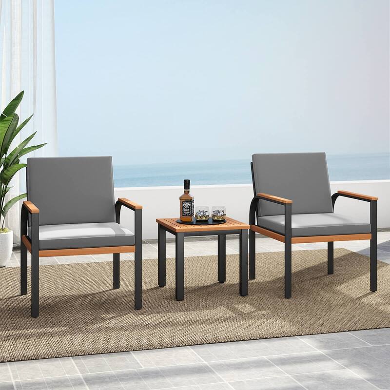 Costway 3 PCS Patio Furniture Set with Coffee Table Removable Cushions - See Details