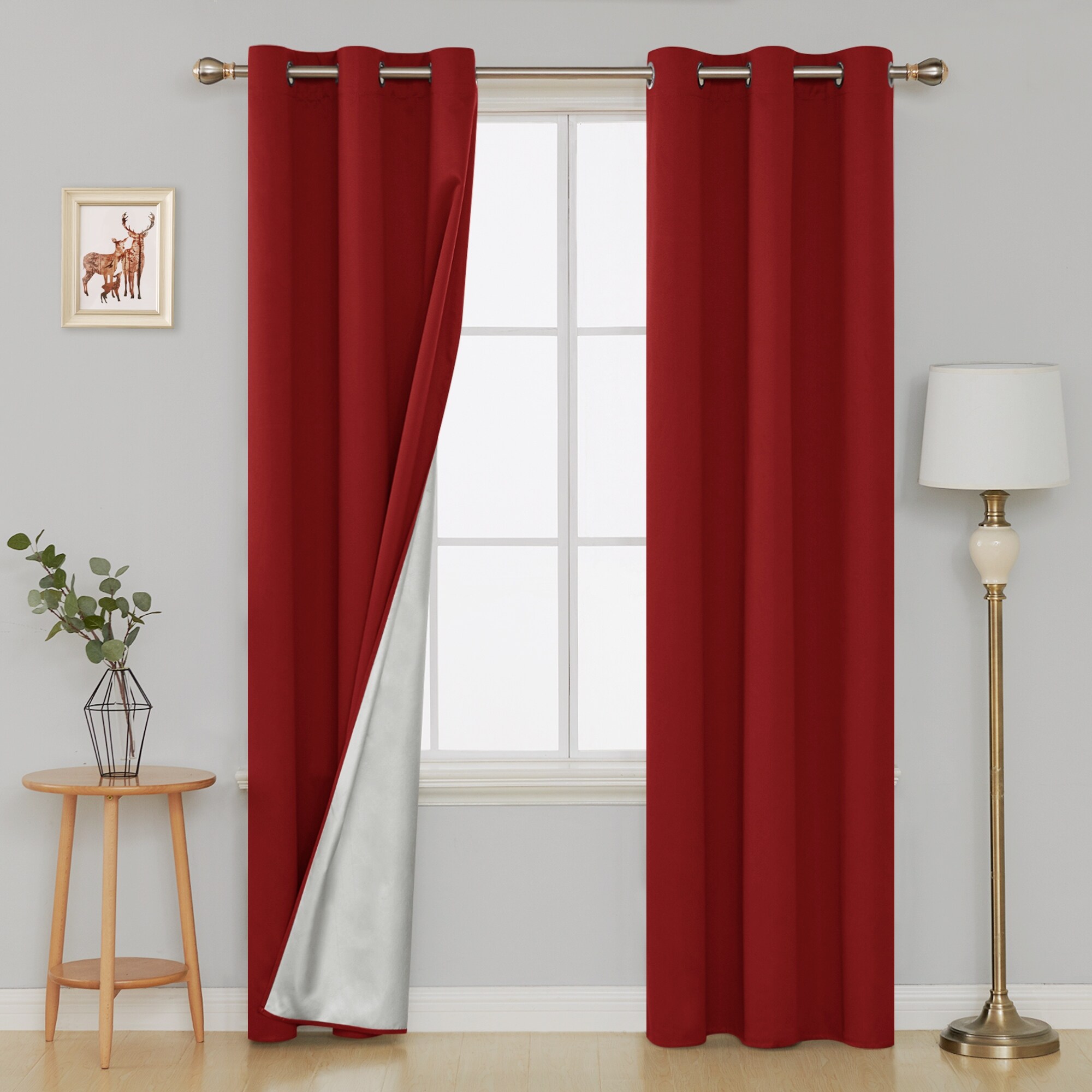 Deconovo Blackout Curtains with Back Silver Coating for Living Room 42x45  inch Black 2 Panels 