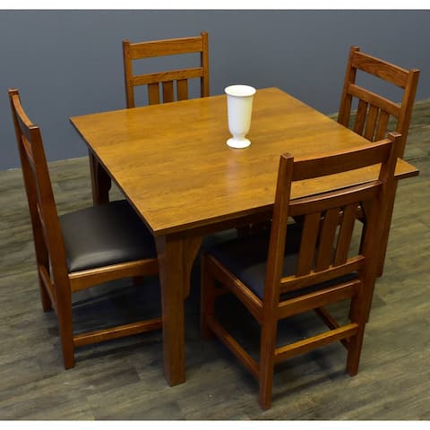Mission Style White Oak Square Dining Table Set - (2 Colors Available) - Michael's Cherry (MC1)