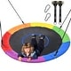 preview thumbnail 3 of 6, 60" Large Saucer Tree Swing for Kids Adults 900D Oxford Waterproof with 2pcs Hanging Straps-Rainbow