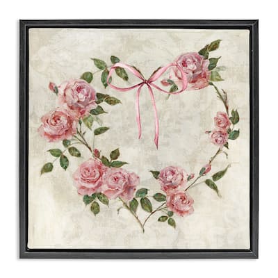 Stupell Rose Heart Wreath Framed Floater Canvas Wall Art Design By Sally Swatland