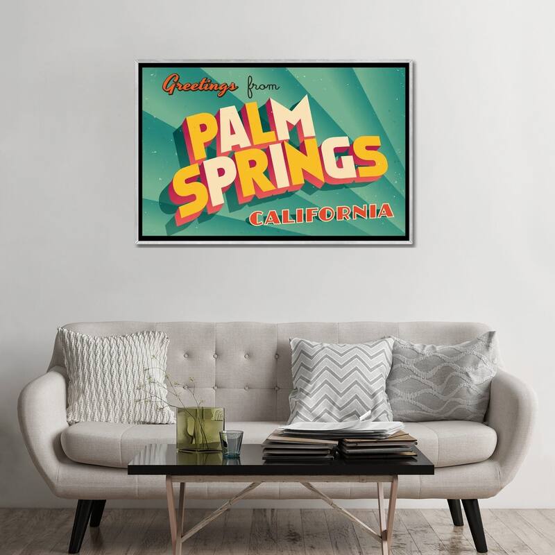 iCanvas "Greetings From Palm Springs" by RealCallahan Framed
