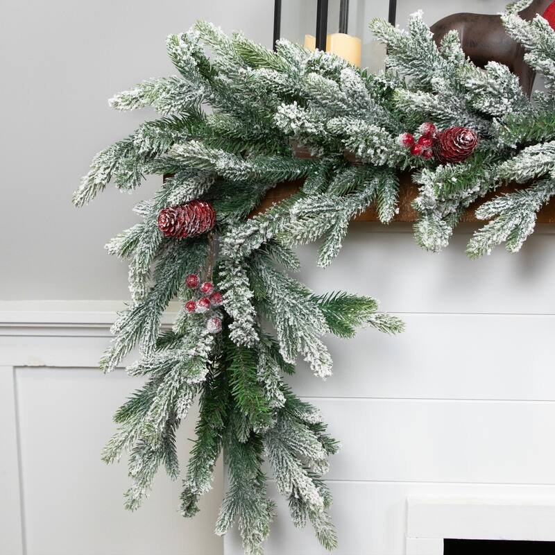 Real Touch™️ Flocked Snowcap Grove Fir Artificial Christmas Garland - 7' x 15" - Unlit