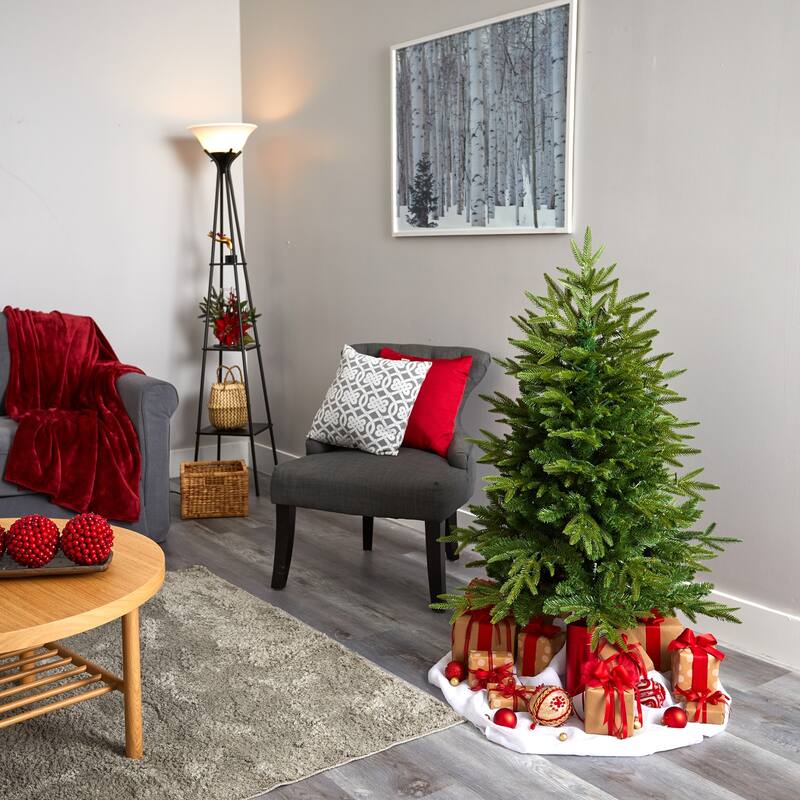 4ft. Fir Look Artificial Christmas Tree with 150 Clear LED Lights - Compact Seasonal Holiday X-Mas Tree