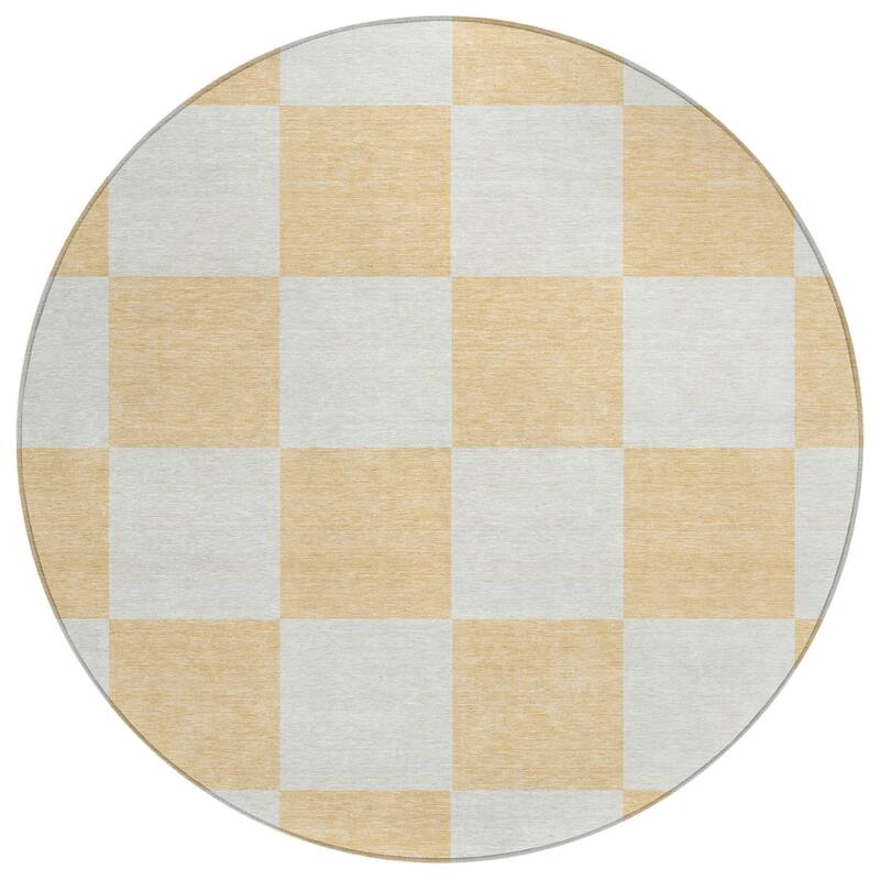 Machine Washable Indoor/ Outdoor Modern Checker Chantille Rug