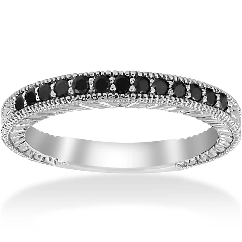 1/6ct Black Diamond Wedding Anniversary Vintage Ring