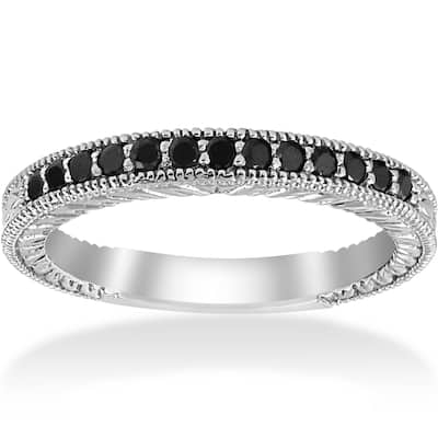 1/6ct Black Diamond Wedding Anniversary Vintage Ring