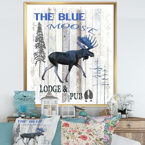 Designart 'The Blue Moose' Cottage Framed Art Print. Opens flyout.