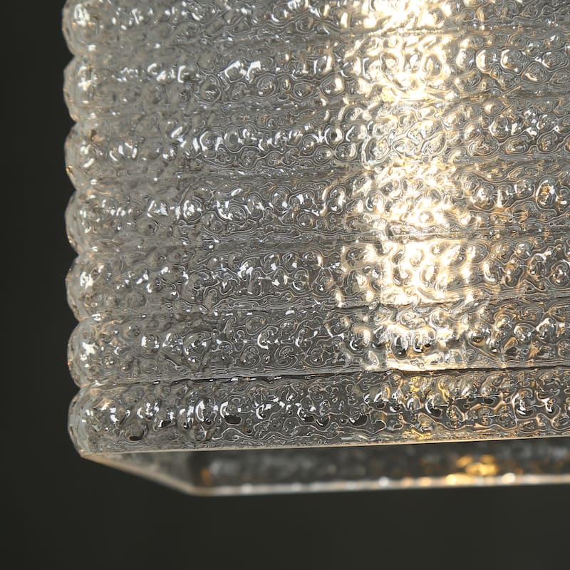 Modern Elegant 1-light Textured Glass Pendant Rectangular Shade Kitchen Island Light for Dining Room - 5.4"W × 9.6"H