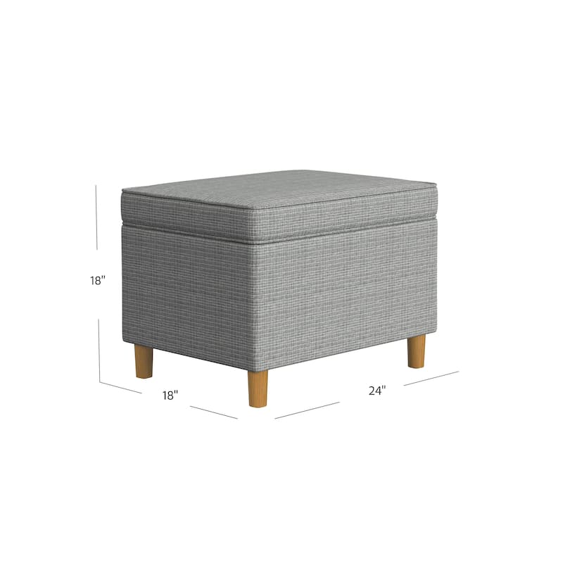 Dinah 24" Storage Ottoman with Cone Wood Legs