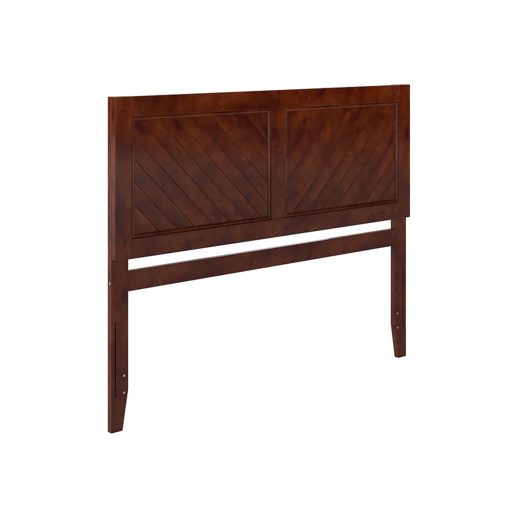 Queen Size Solid Wood Rustic Farmhouse Panel Headboard with Warm Walnut Finish for Bedroom Decor