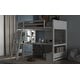 preview thumbnail 22 of 29, Full Size Loft Bed with L-shaped Multi-storage Desk, LED light and USB Charging Station, Storage Bench with 2 Drawers