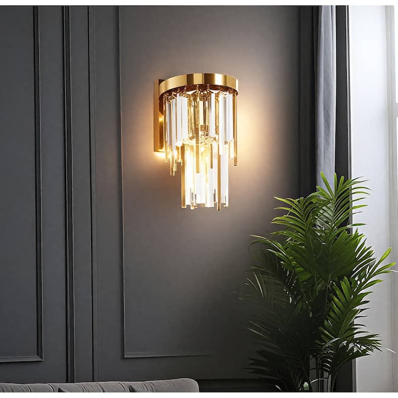 Modern Crystal 1-Light Wall Sconce Gold Bathroom Vanity Light