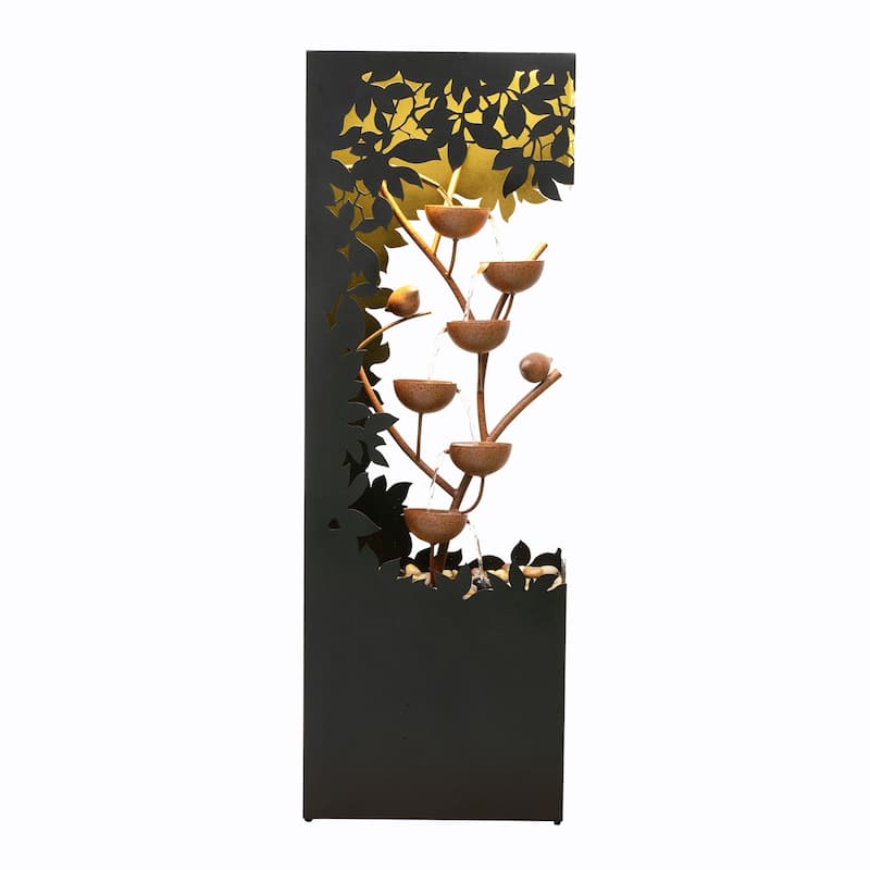 LED Lighted Hollowed Flower Bowl Outdoor Garden Water Fountain - 46"