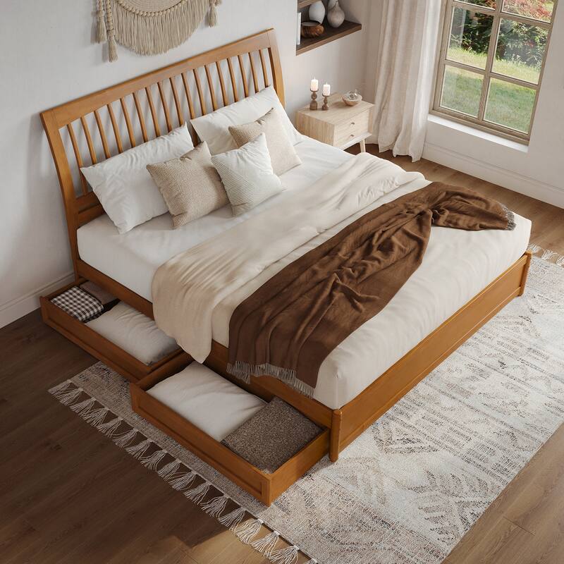 Roslyn Platform Bed with Panel Footboard and Storage Drawers