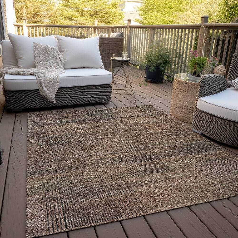 Machine Washable Indoor/ Outdoor Chantille Contemporary Imprints Rug