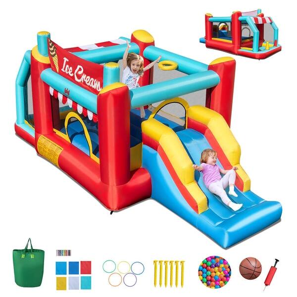slide 2 of 12, Costway Inflatable Bounce House 5-in-1 Ice Cream Jumping Castle without 520W Blower