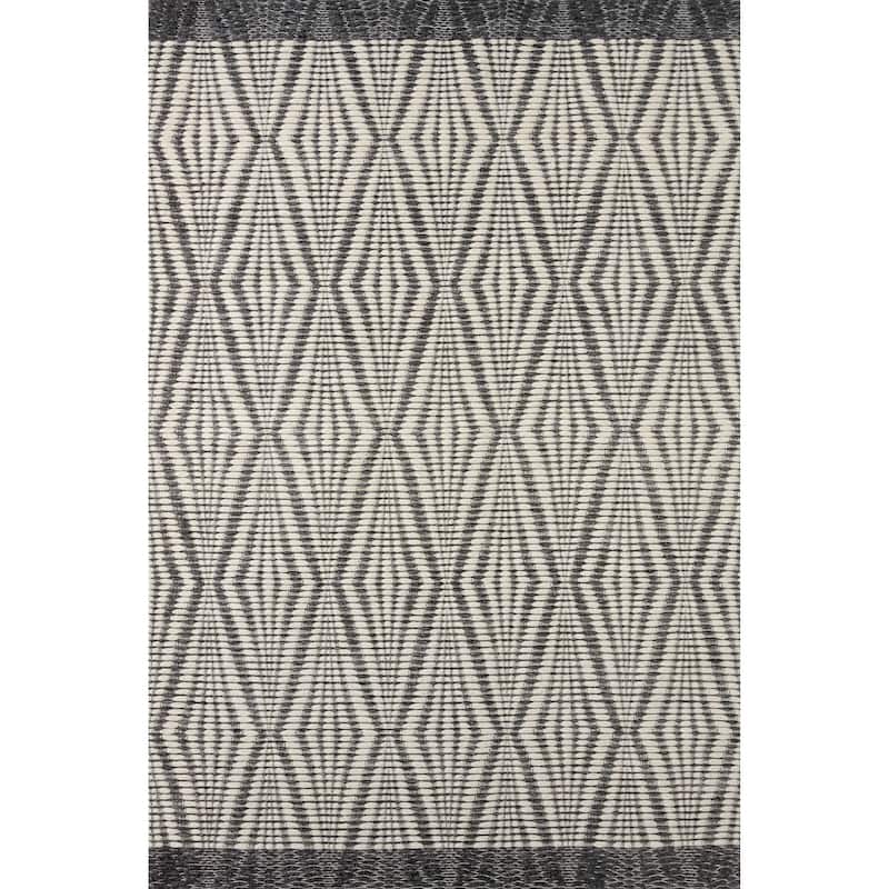 Alexander Home Kinsale Hand Woven Geometric Area Rug - 5' x 7' 6" - Ivory / Charcoal - Runner/Rectangle