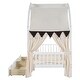 preview thumbnail 14 of 28, Wooden Twin Size Bed With Arched Roof and 2 Drawers