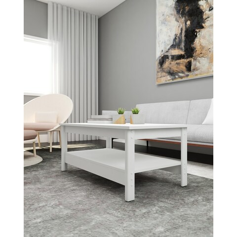 Oasis Rectangle Coffee Table with Bottom Shelf - 37"