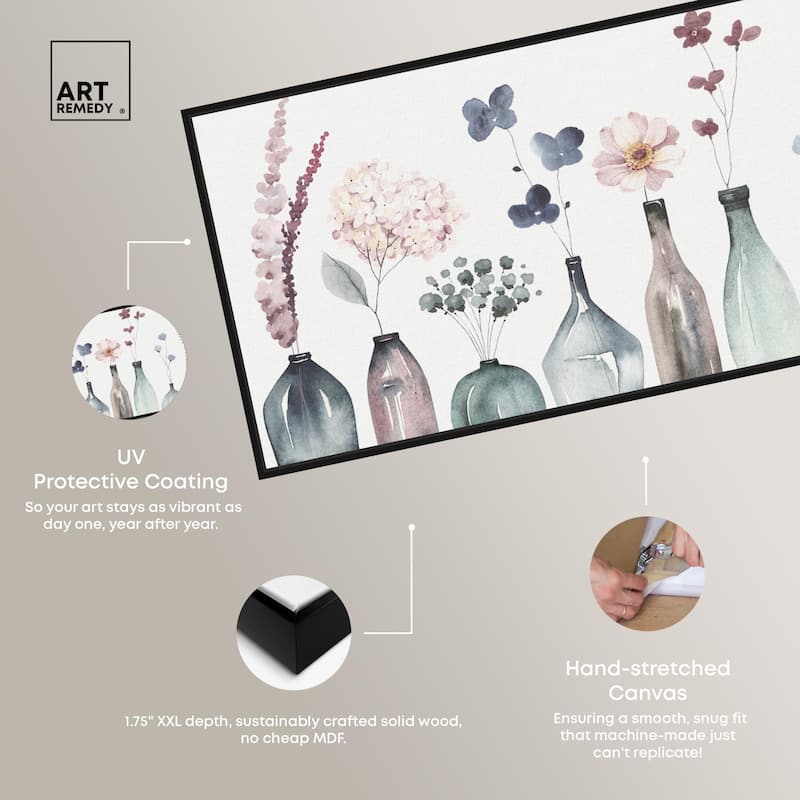 Perfect Indigo Florals Panoramic Canvas by Art Remedy