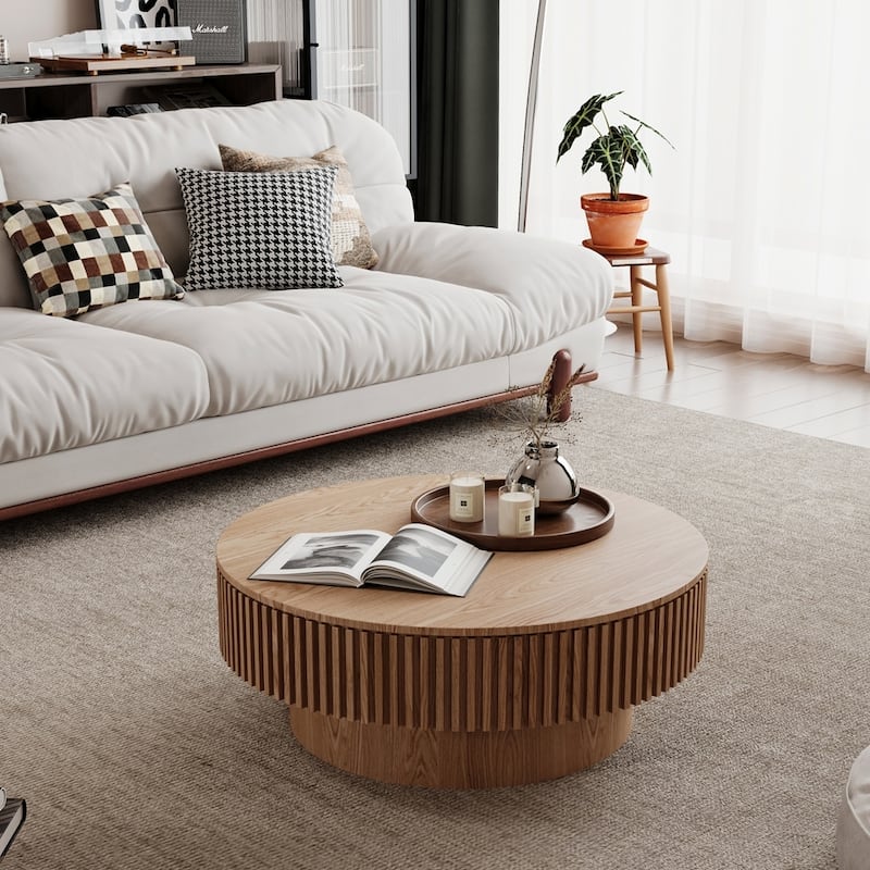 Storage Modern Coffee Table 31.5'' Round Tea Coffee Table