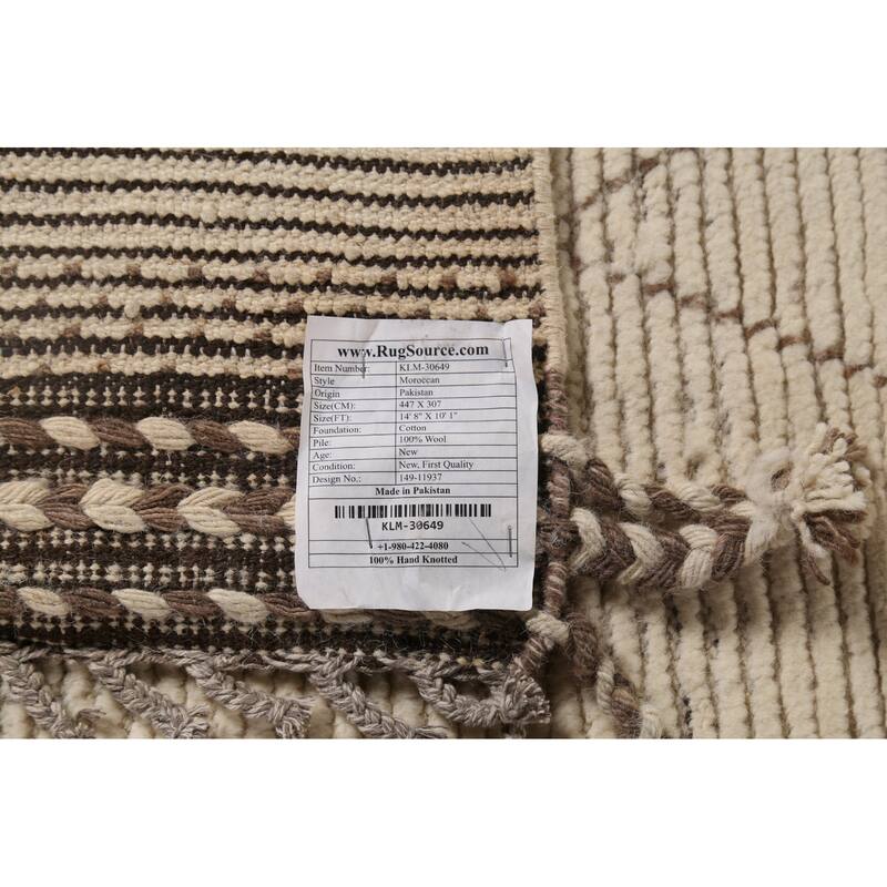 Earth Tone Moroccan Oriental Large Area Rug Handmade Wool Carpet - 10'1"x 14'8"