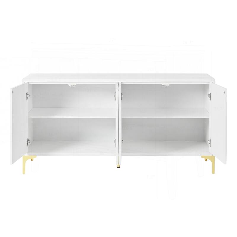 Luxurious 60"L Sideboard with 4 Doors and Rebound Device