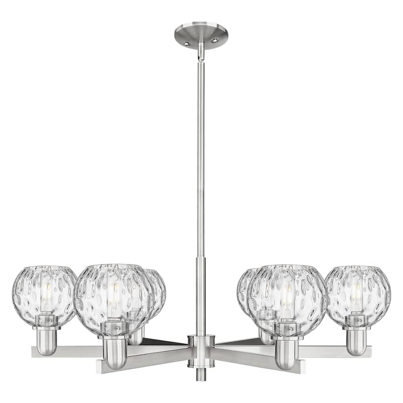 Innovations Lighting Endless Possibilities Arcadia - Athens Water Glass - 6 Light 36" Stem Hung Chandelier - Satin Nickel