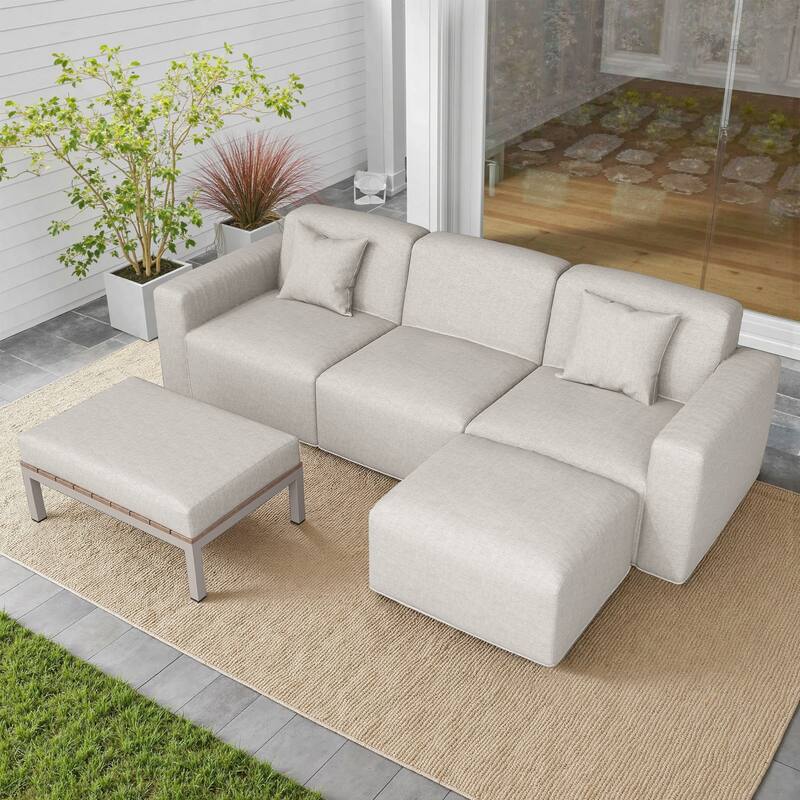 5-piece Full Foam Cushioning Sectional Sofa Set for living Room Patio