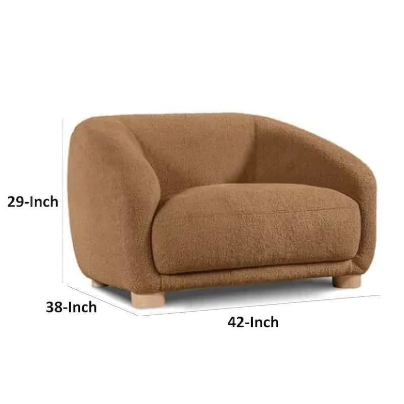 Oliver Accent Chair with Round Back Sloped Arms, Soft Brown Boucle
