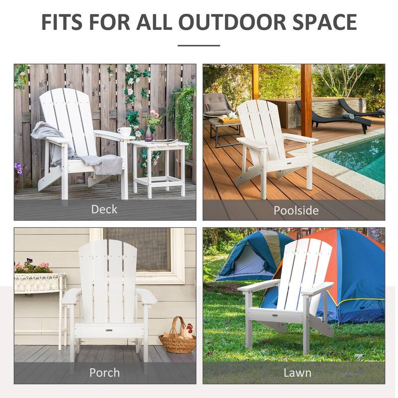 Outsunny Plastic Adirondack Chair, HDPE Fire Pit Chair with High Back for Backyard, Garden