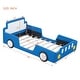 preview thumbnail 3 of 24, Race Car-Shaped Platform Bed, PU Leather Upholstered Grounded Bed, Wood Low Profile Panel Bed with Wheels