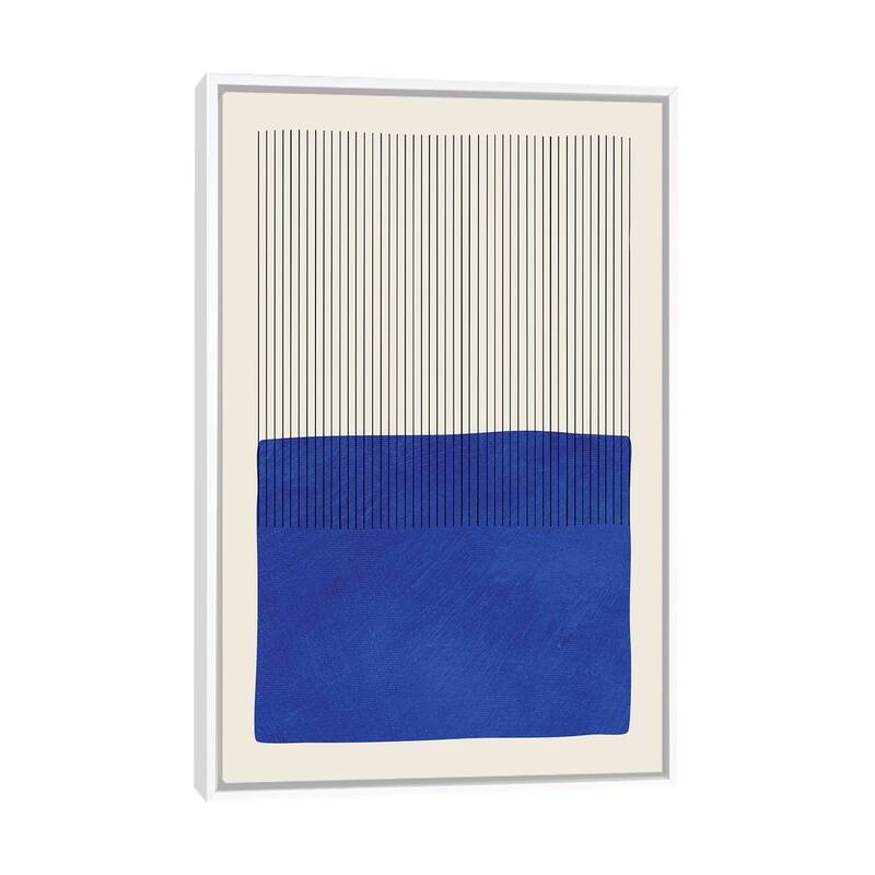 iCanvas "Blue Matisse Vertical Lines" by EmcDesignLab Framed Canvas Print - White - 26x18