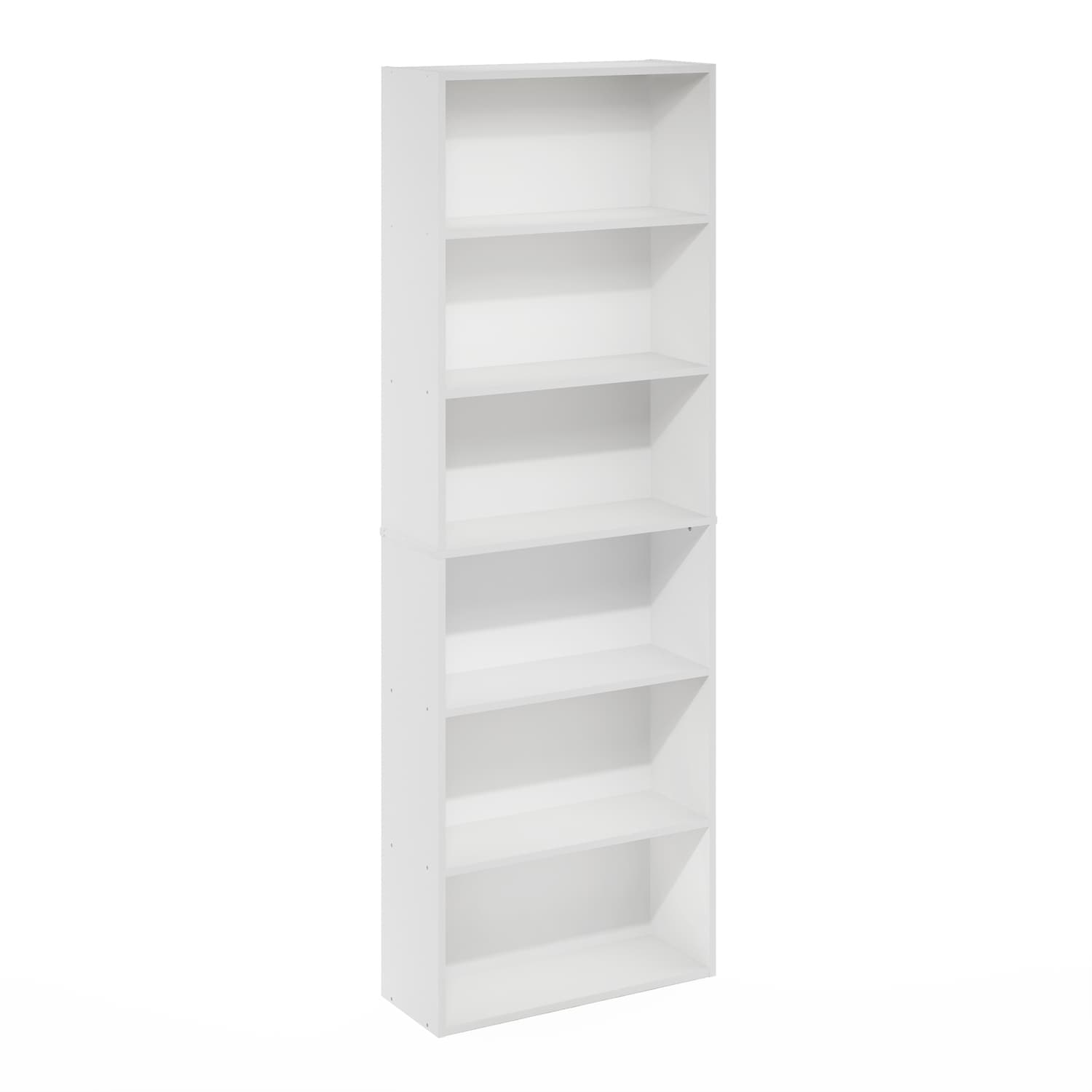 71 in. Tall White Wood 6-Shelf Bookcase