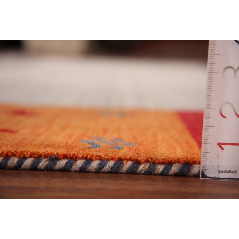 Striped Gabbeh Indian Area Rug Hand-Knotted Wool Carpet - 8'2" x 9'7"