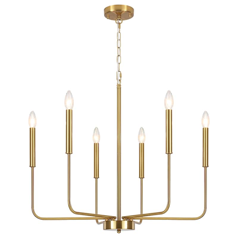 6-Light W26.18" x H66.92" Candle Chandelier for Living Room Kitchen Island
