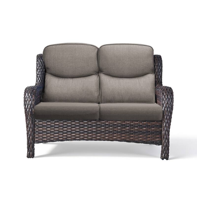 Pocassy Outdoor 2 Person Sofa Patio Loveseat with Comfy Cushions