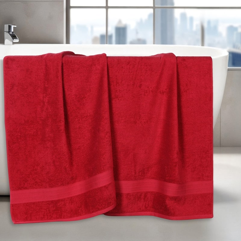 Eco-Friendly Sustainable Cotton Bath Sheet by Superior (Set of 2) - Cranberry